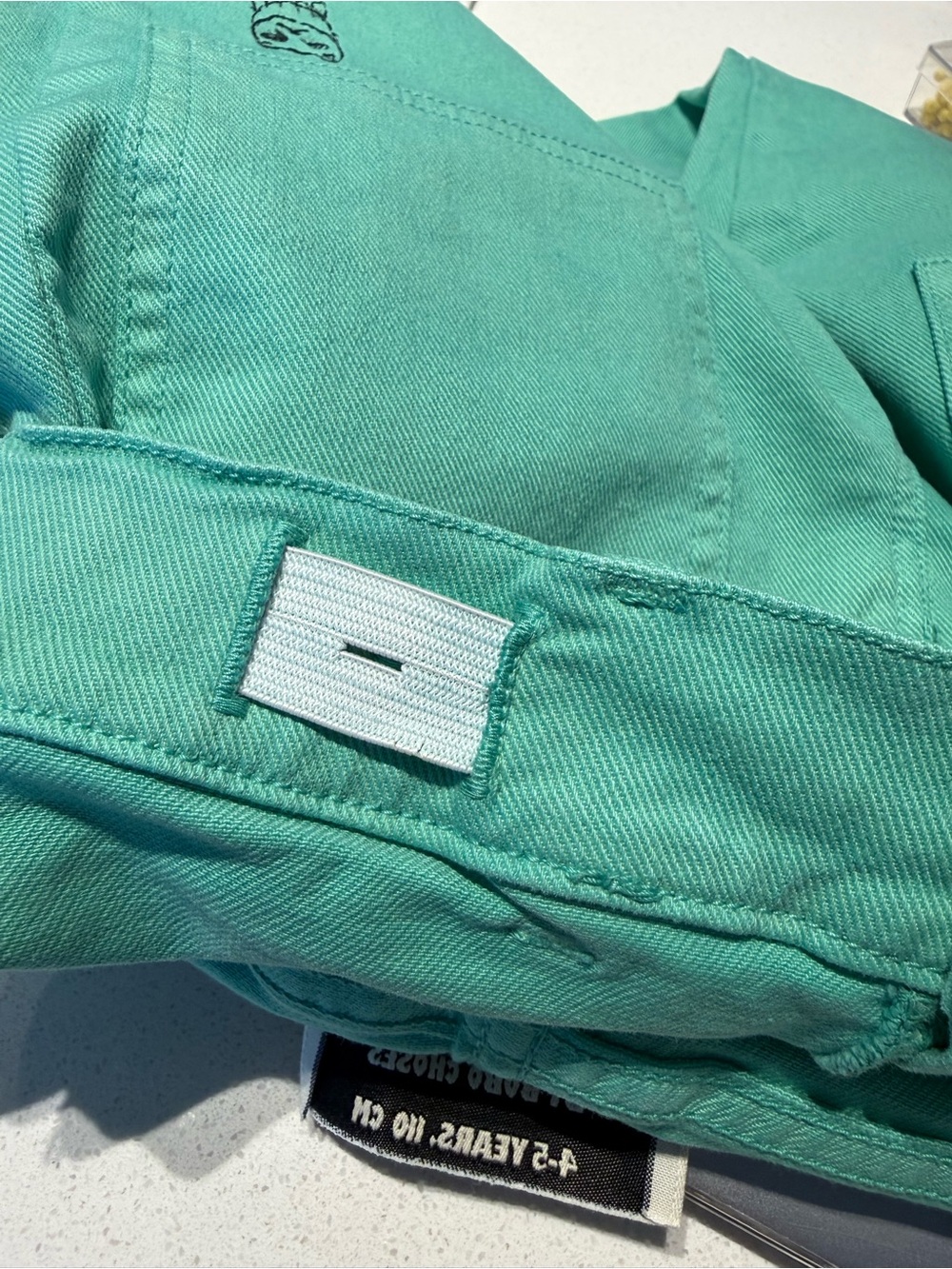 Bobo Choses Mint Green Kids Jeans with Cat Patch - Picture 10 of 11
